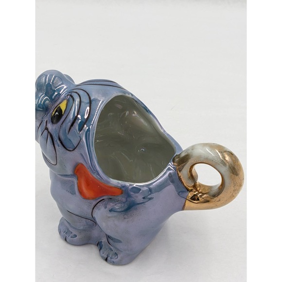 Japanese Bonzo Dog Fu Blue Lusterware Sugar Creamer Hand Painted Anthropomorphic - Picture 7 of 13